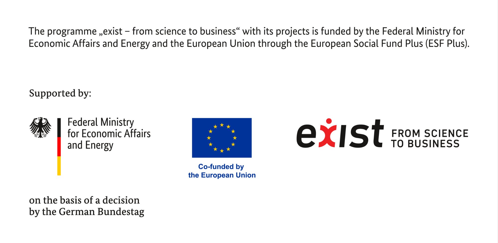 Federal Ministry for Economic Affairs and Energy · Co-funded by the European Union · EXIST from science to business